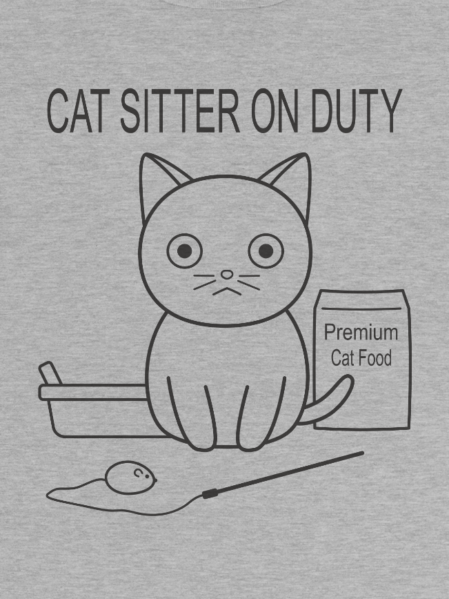 Cat Sitter on Duty Unisex Long Sleeve Tee, Black Print product image (1)