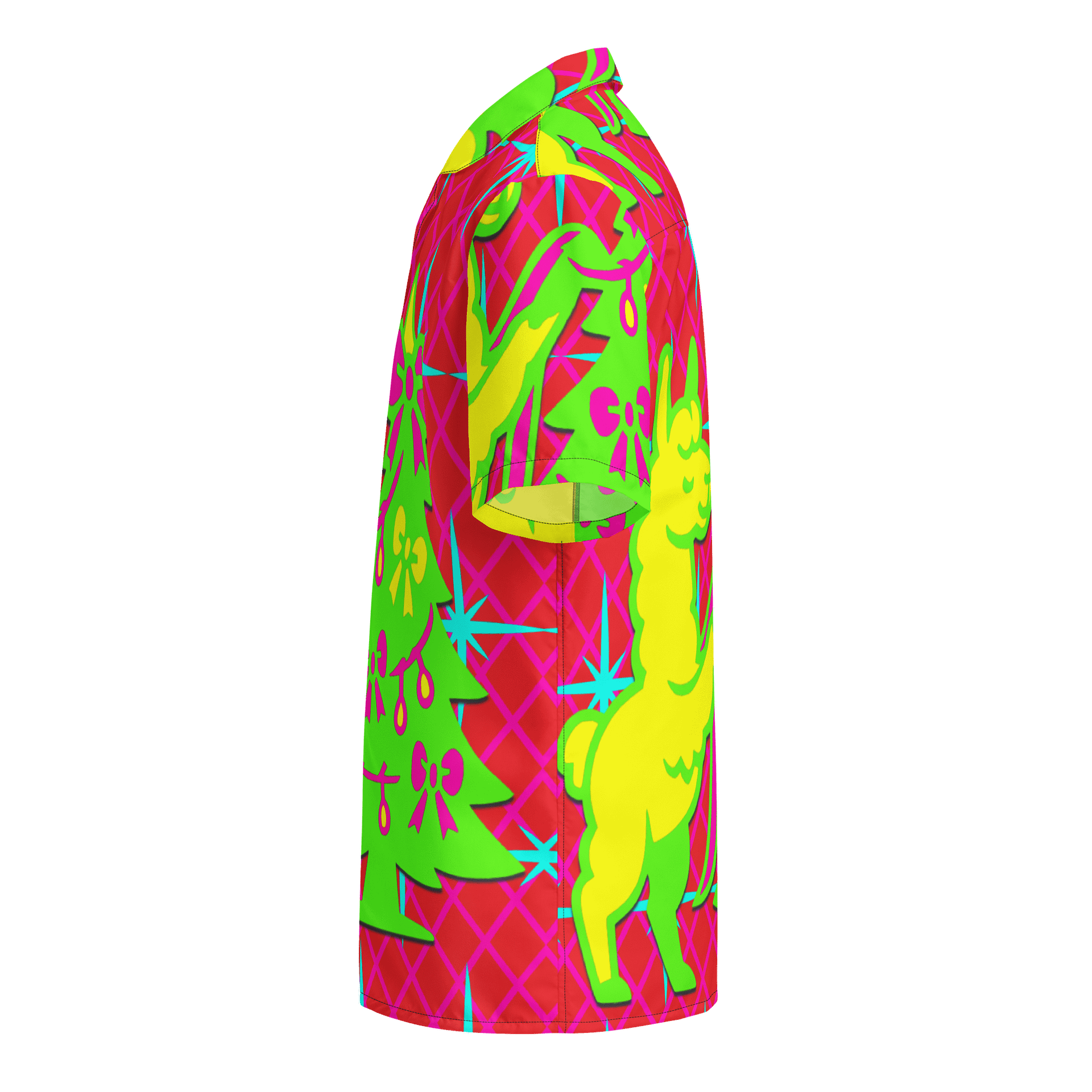 Ultimate Llama Ugly Sweater Button Up Shirt – Bright Neon Christmas Shirt product image (4)