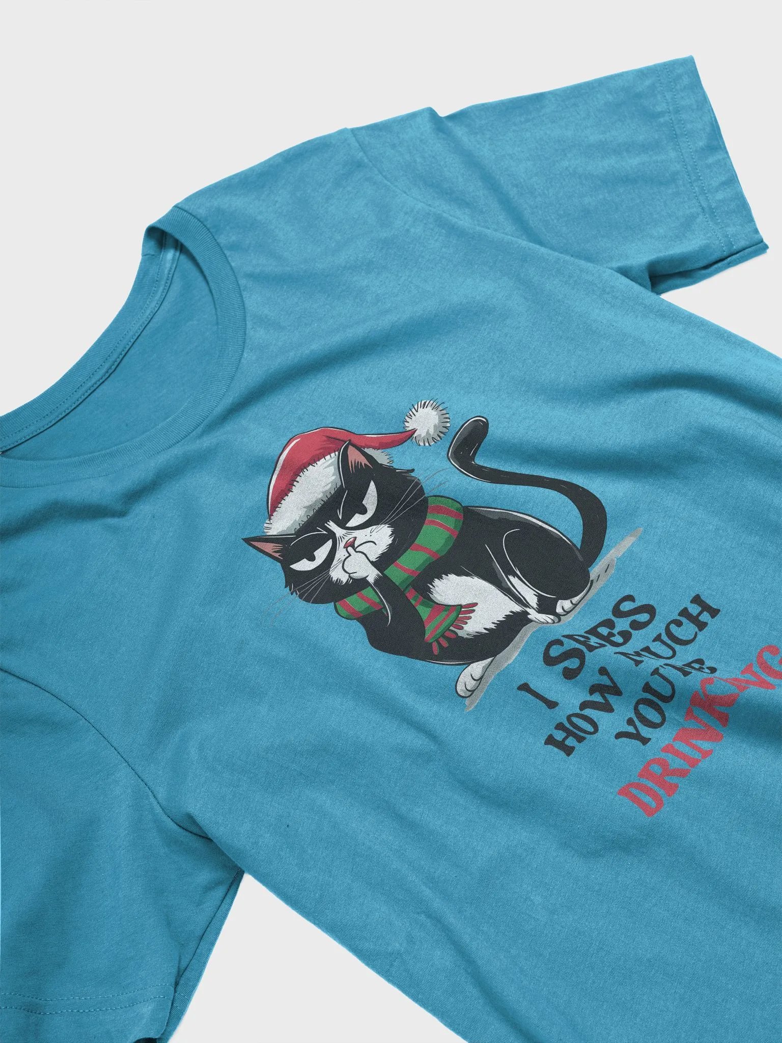 Funny Cat Christmas Drinking T-Shirt product image (32)
