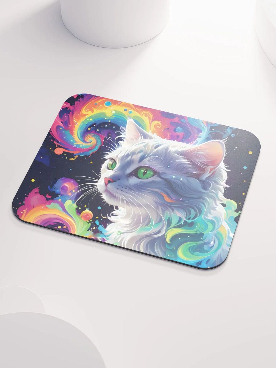 Psychedelic Cat Swirling Rainbow Art Mouse Pad product image (4)