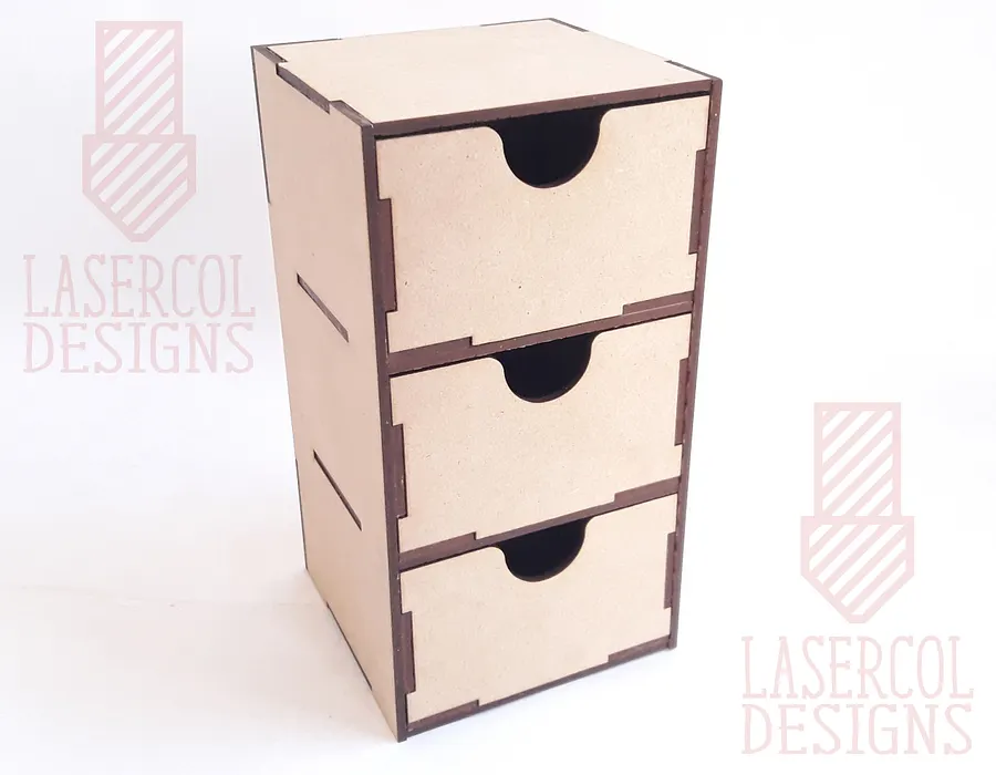 Three Drawers Desk Organizer - Laser Cut Files product image (10)