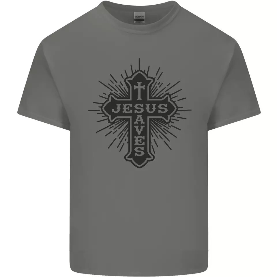 Jesus Saves Cross Christian Christianity Mens Cotton T-Shirt Tee Top product image (2)