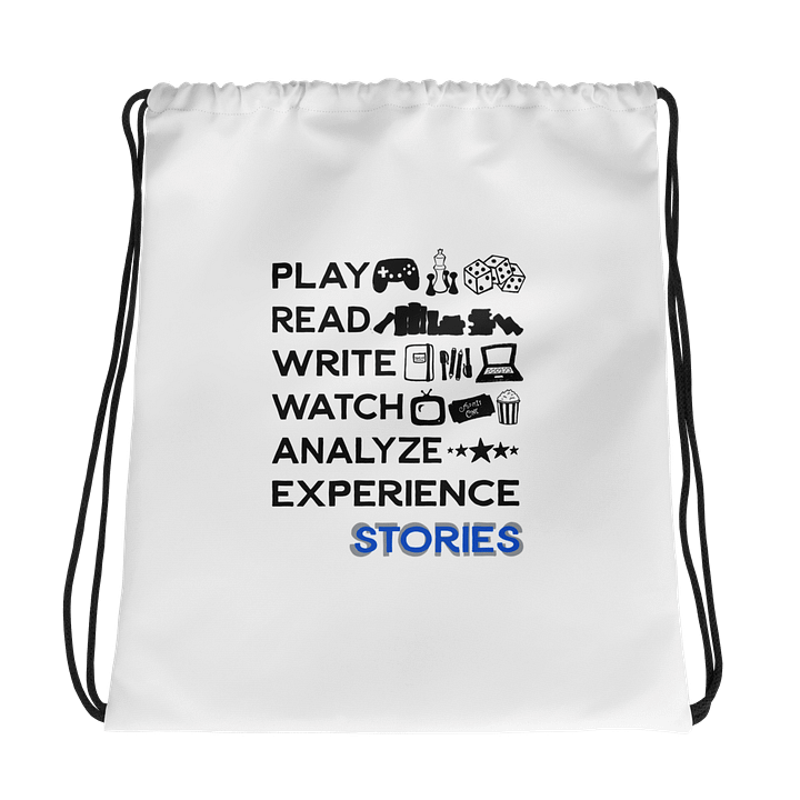 Experience Stories Drawstring Bag (Blue and Gray) product image (1)