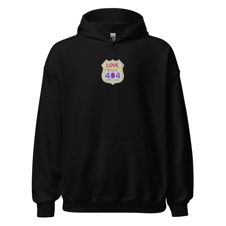Vintage Love Route 404 Not Found Hoodie (Embroidered - Front Side), Cozy Sweatshirt for Road Trip Lovers, Perfect Gift for Friends product image (1)