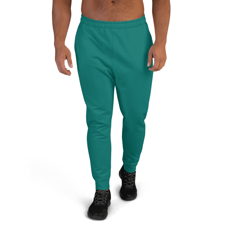 Plain Deep Sea Green Light Summer Recycled Polyester Premium Men's Joggers by Treasure Pie product image (1)