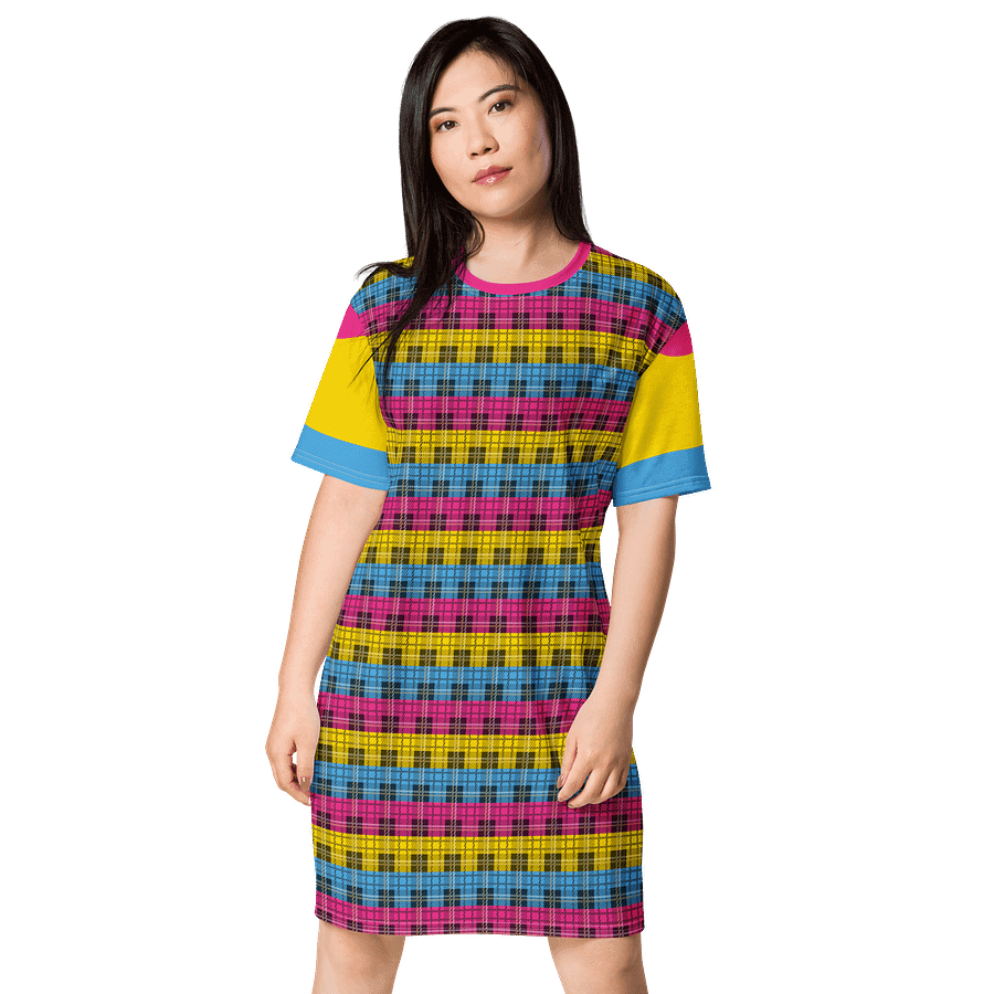 Pansexual Pride Plaid T-shirt Dress product image (1)