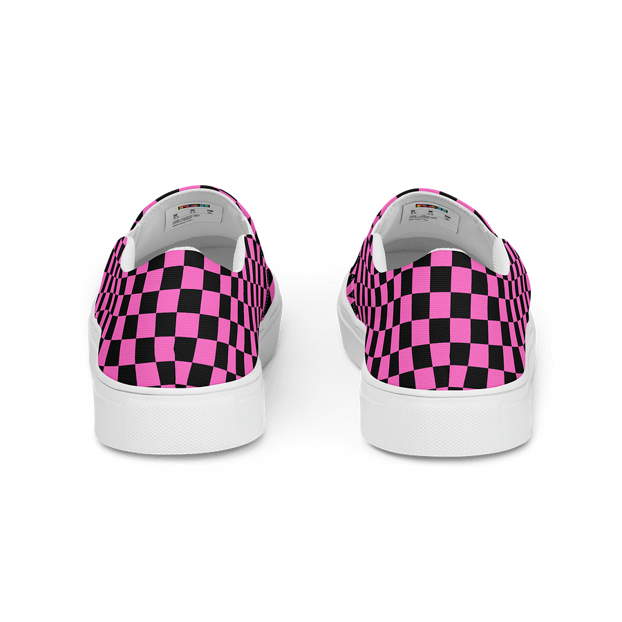 Pink Checkerboard Women's Slip-Ons Canvas Shoes product image (4)