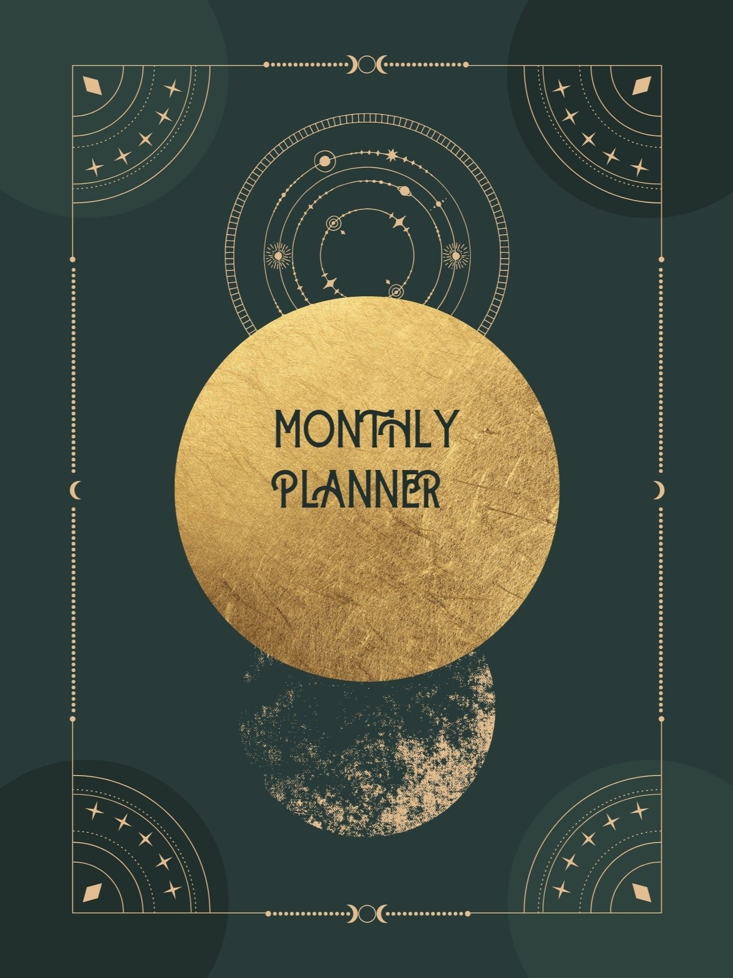 Dark Green Celestial Minimalist Monthly Planner product image (1)
