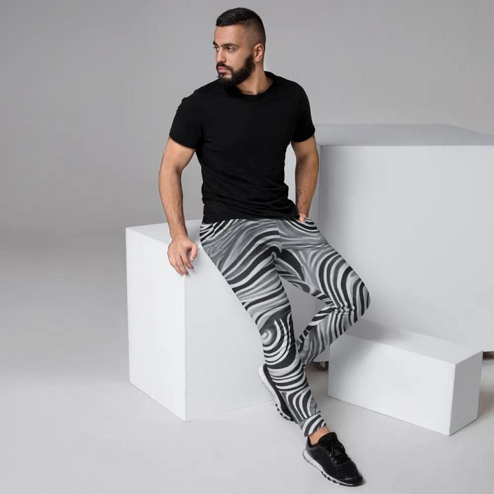 Funky Black and White Noir Liquid Tie-Dye Men's Joggers product image (2)