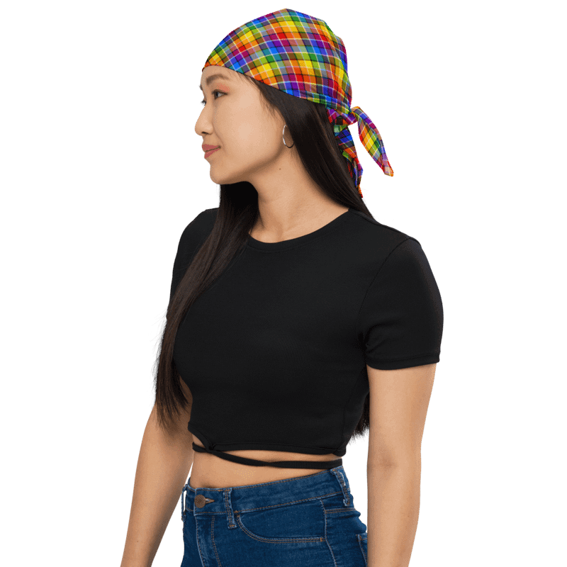 Bright Rainbow Plaid Bandana product image (1)