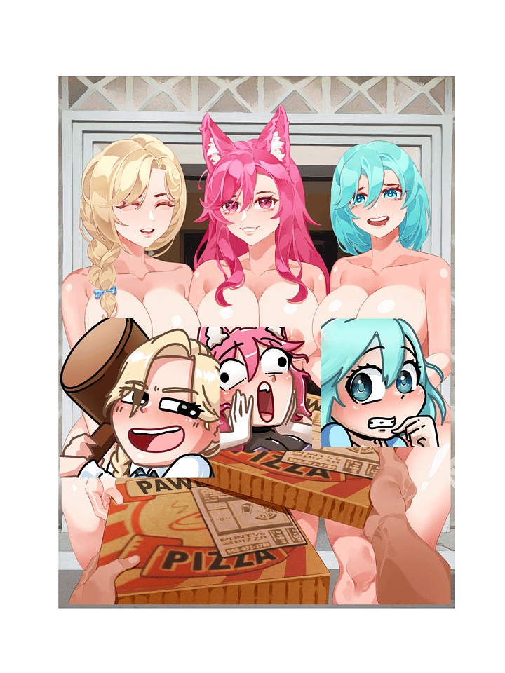 Cynthia, Akihiko, & Selphie - Ordering Pizzas for Ladies Night - NSFW - FRAMED product image (1)