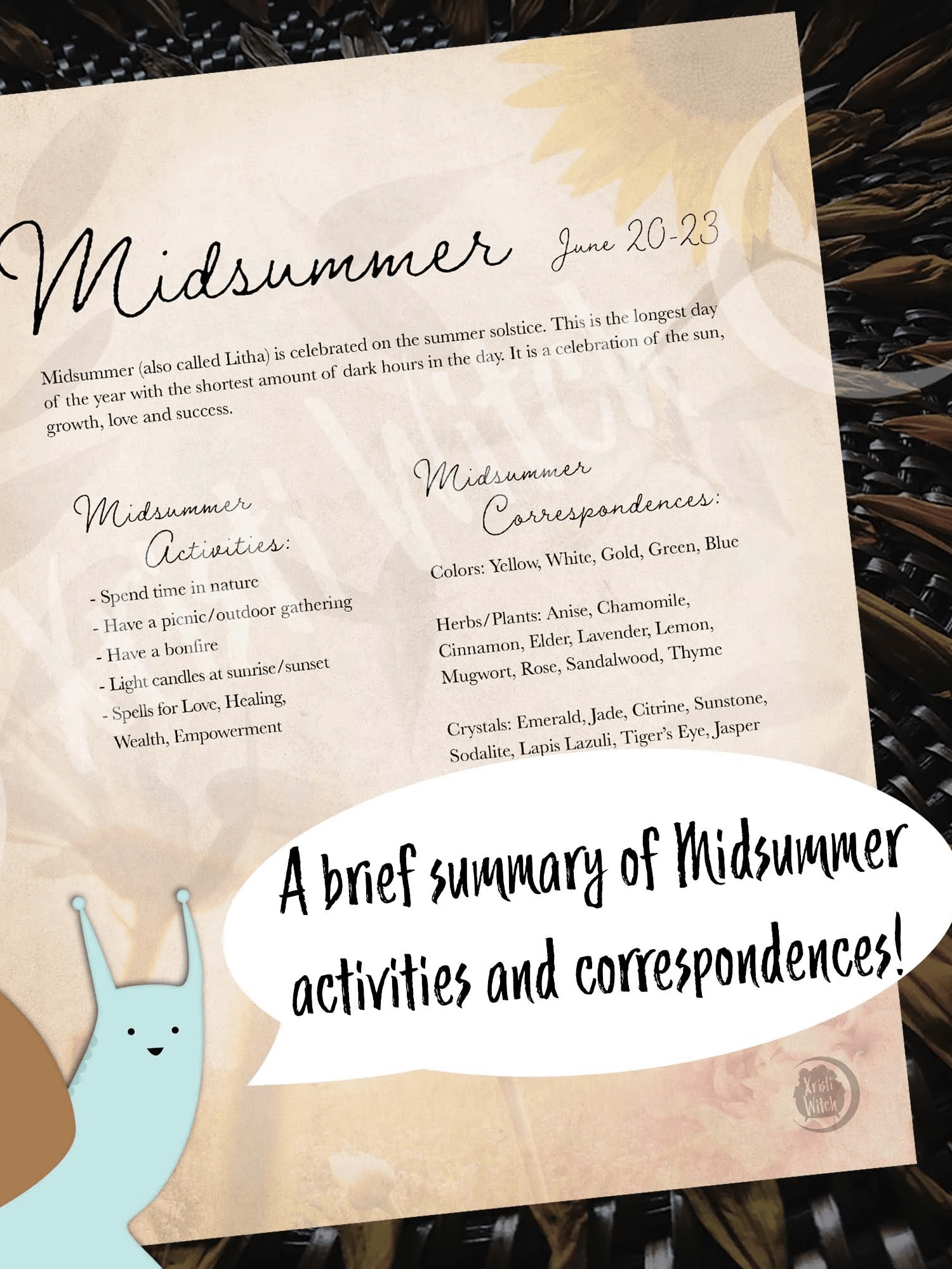 Midsummer/Litha Grimoire Page - Digital Download product image (1)