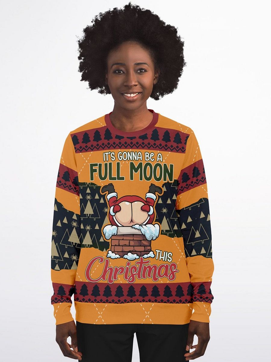 “Full Moon This Christmas” Funny Santa Christmas Sweatshirt | Naughty Holiday Party Jumper | Humorous Adult Santa Ugly Sweater | Unisex Xmas Party Gift product image (7)