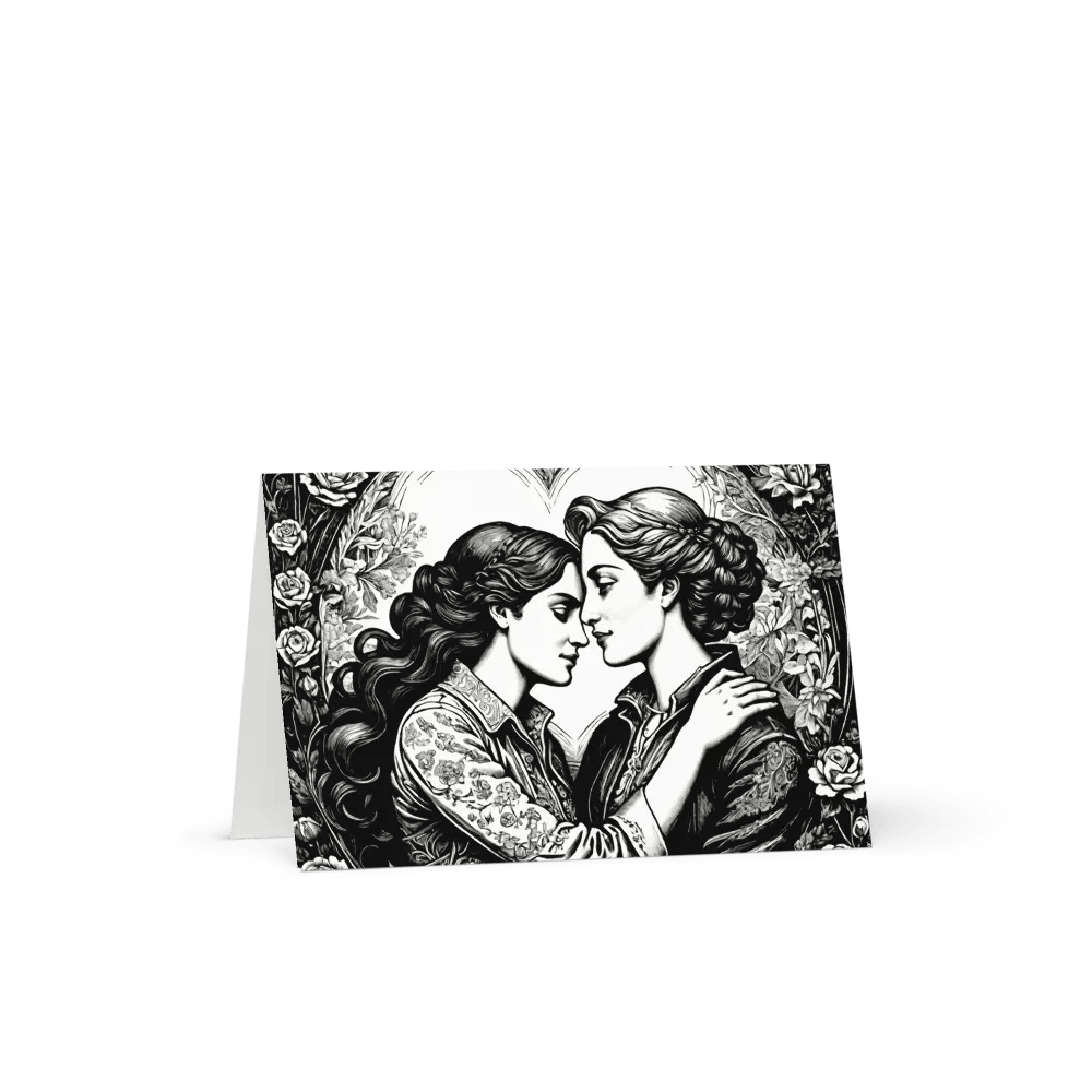 Lesbe Valentines, Black & White & Love All Over Card product image (1)