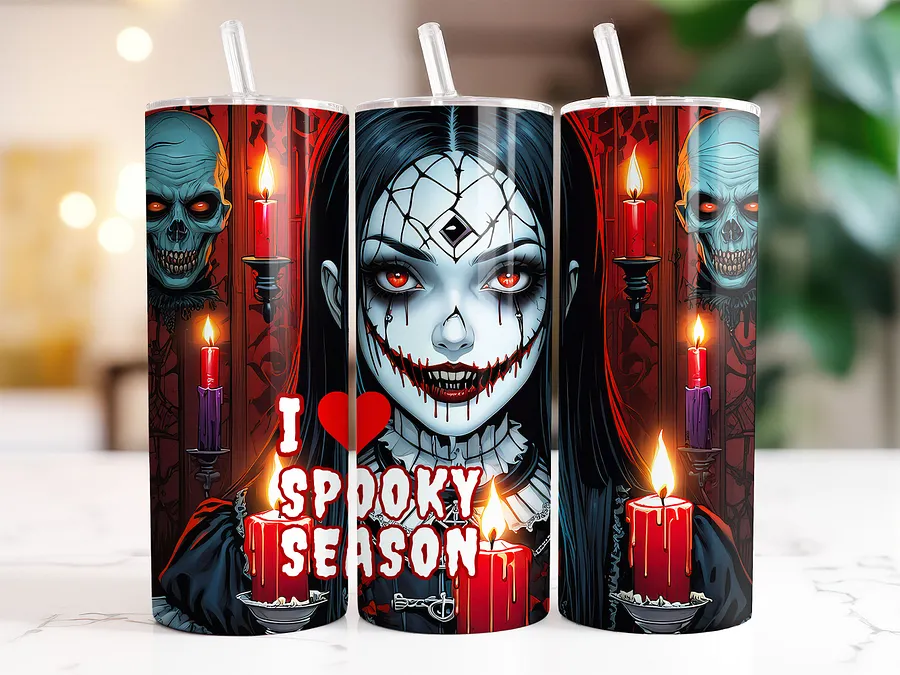 I Heart Spooky Season Halloween 20 oz Skinny Stainless Steel Tumbler - Black product image (2)