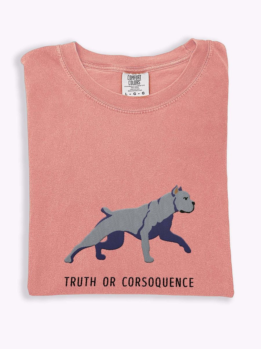 Truth or Corsoquence T-Shirt(Embroidered) of a Cane Corso(Blue) product image (1)