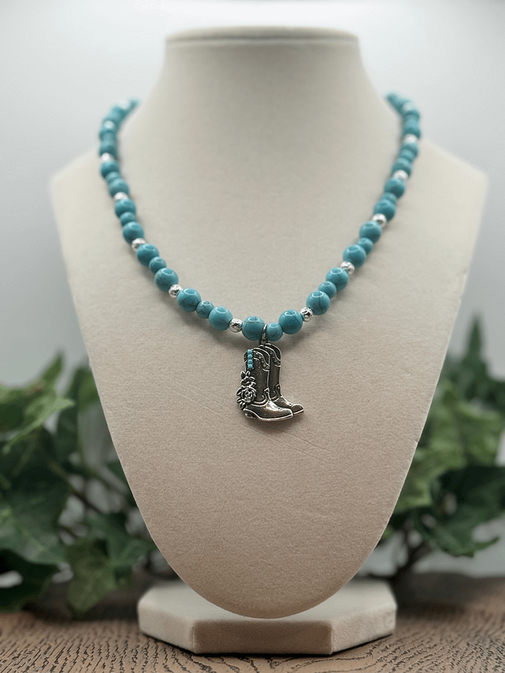 Turquoise Boots and Flowers Necklace product image (1)