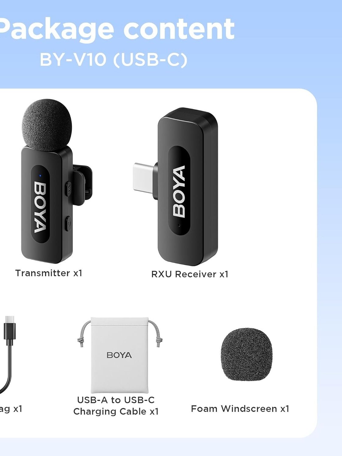 BOYA BY-V10 USB-C Wireless Microphone,Mini Lapel Mic with Noise Cancelling Compatibale with Android/Type-C Smartphone Laptop for YouTube Podcast Facebook Vlogging Recording product image (6)