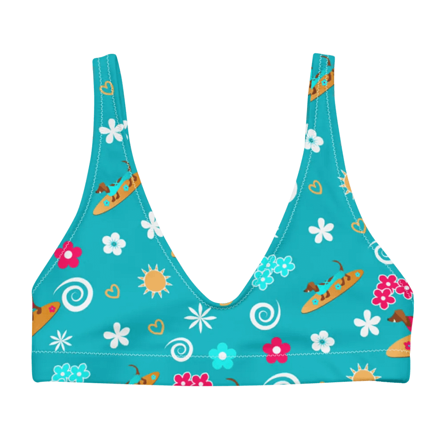 Surfing Dachshund Pattern Padded Bikini Top product image (4)