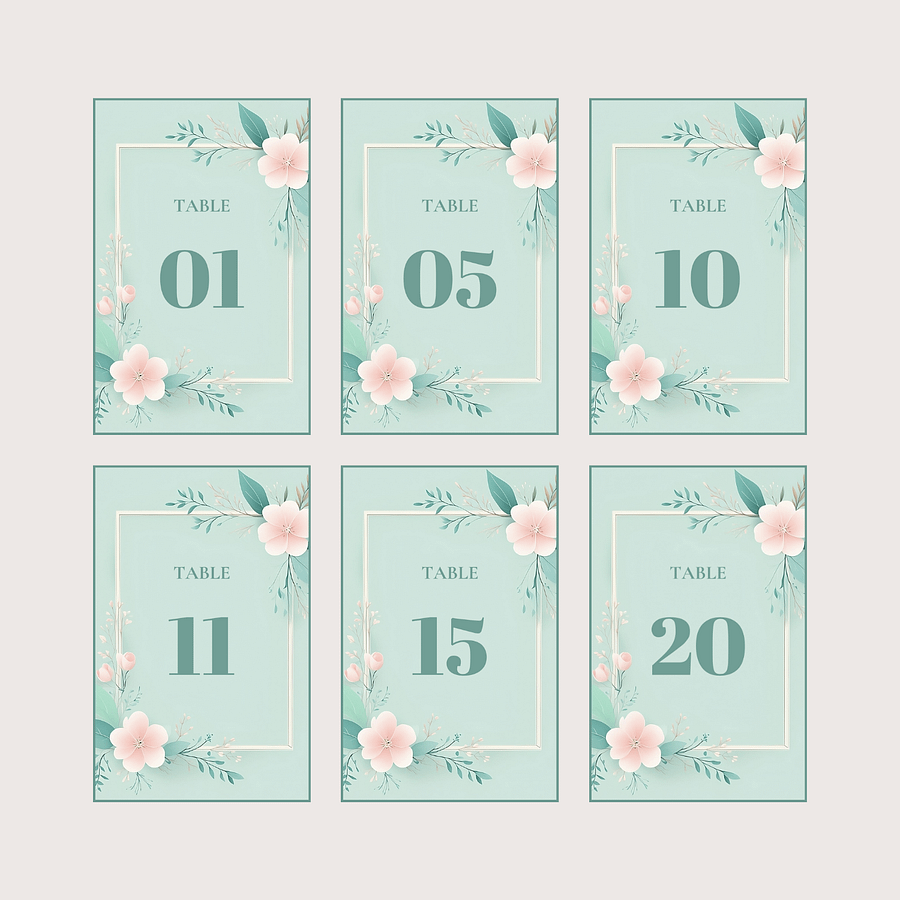 Floral Table Number Card - Dizynai (DTN-02) product image (2)