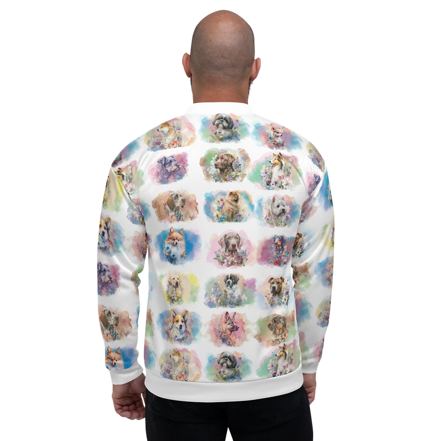 Watercolor Dogs Bomber Style Zip Up Sweatshirt Jacket, Unisex product image (5)