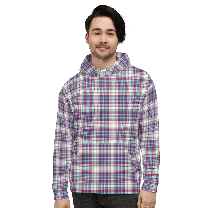 Turquoise and Magenta Plaid Hoodie product image (2)