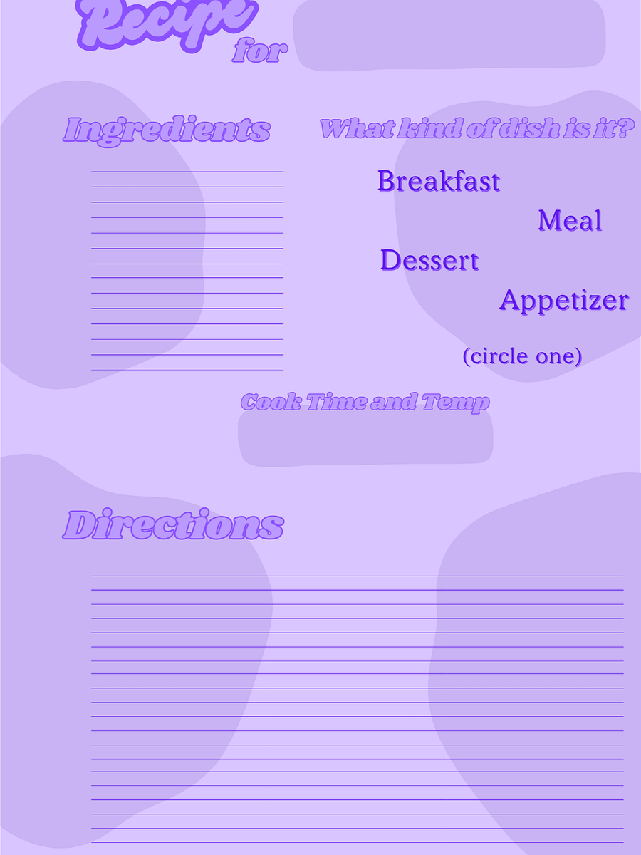 March's Planner Design - Recipes Sheets (A5 Size) product image (1)