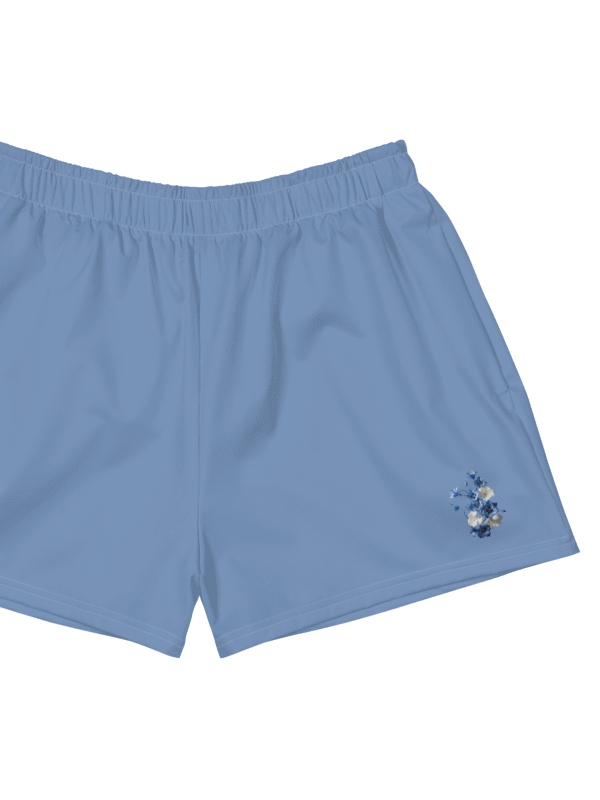 Women's Athletic Shorts, Light Blue With Blue Flowers product image (1)