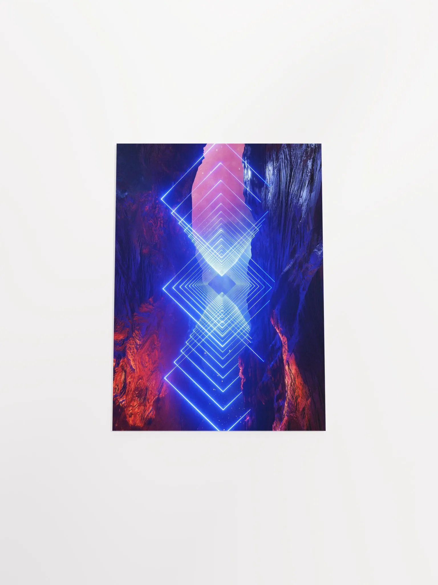 Neon landscape: Squares #1 blue [synthwave/vaporwave/cyberpunk] — Aesthetic retrowave poster product image (9)
