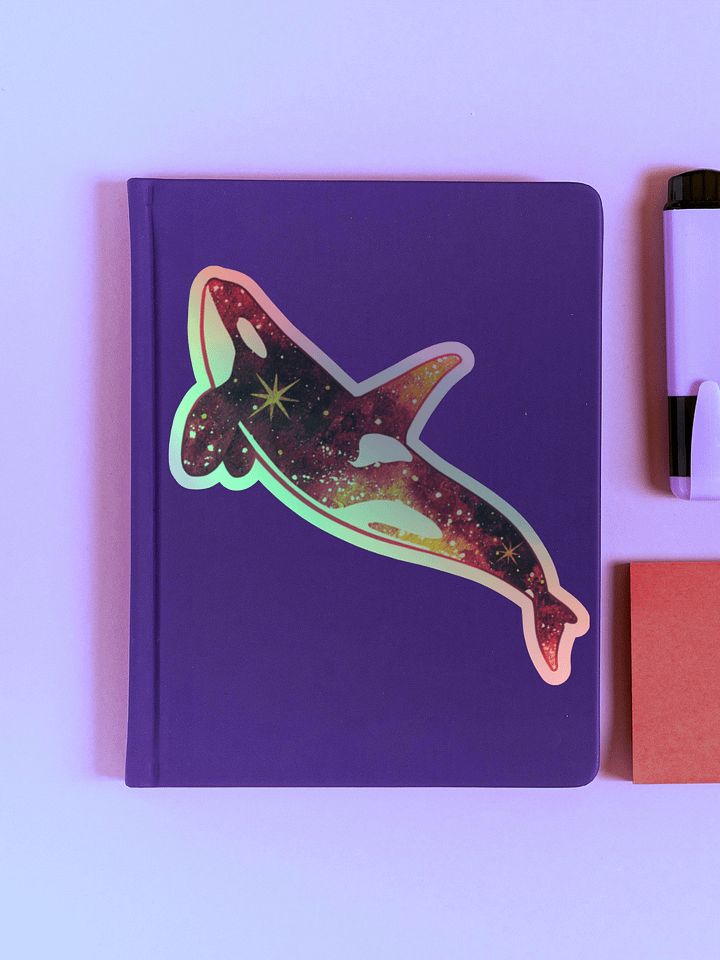 Galaxy Orca - Red Variation Holographic Sticker product image (1)
