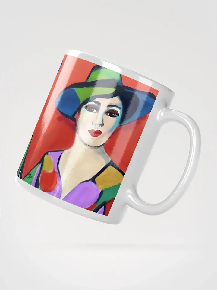 Donna with Hat White Glossy Mug product image (2)