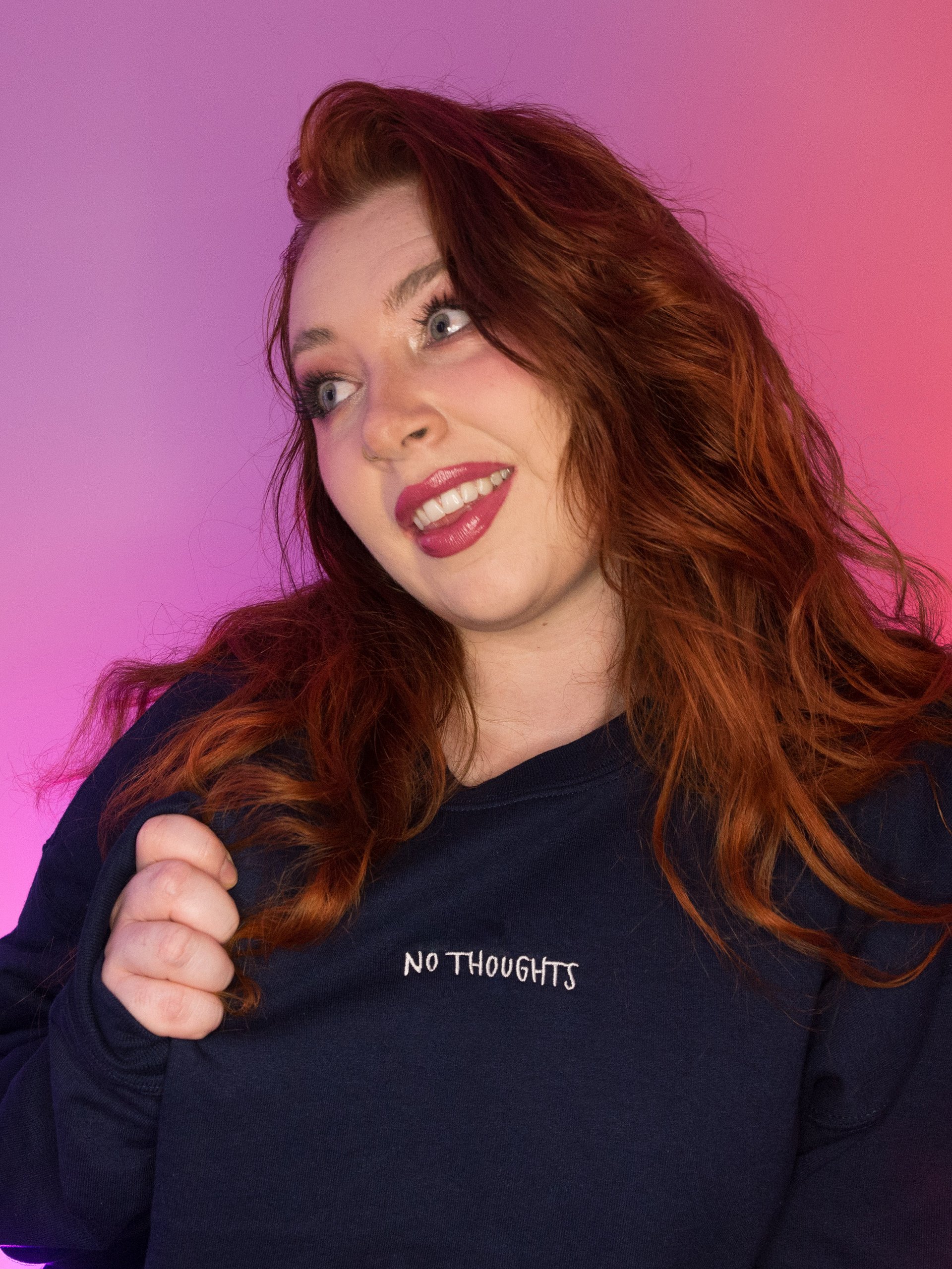 embroidered no thoughts sweatshirt product image (1)