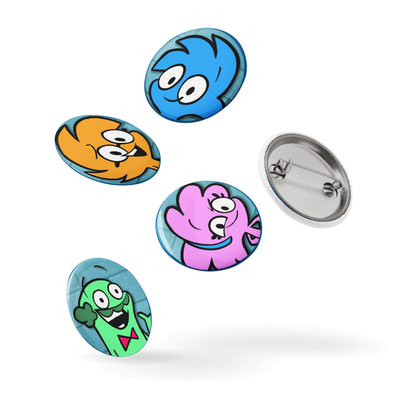 Cartoon Safety Pin Buttons Set 1 product image (7)