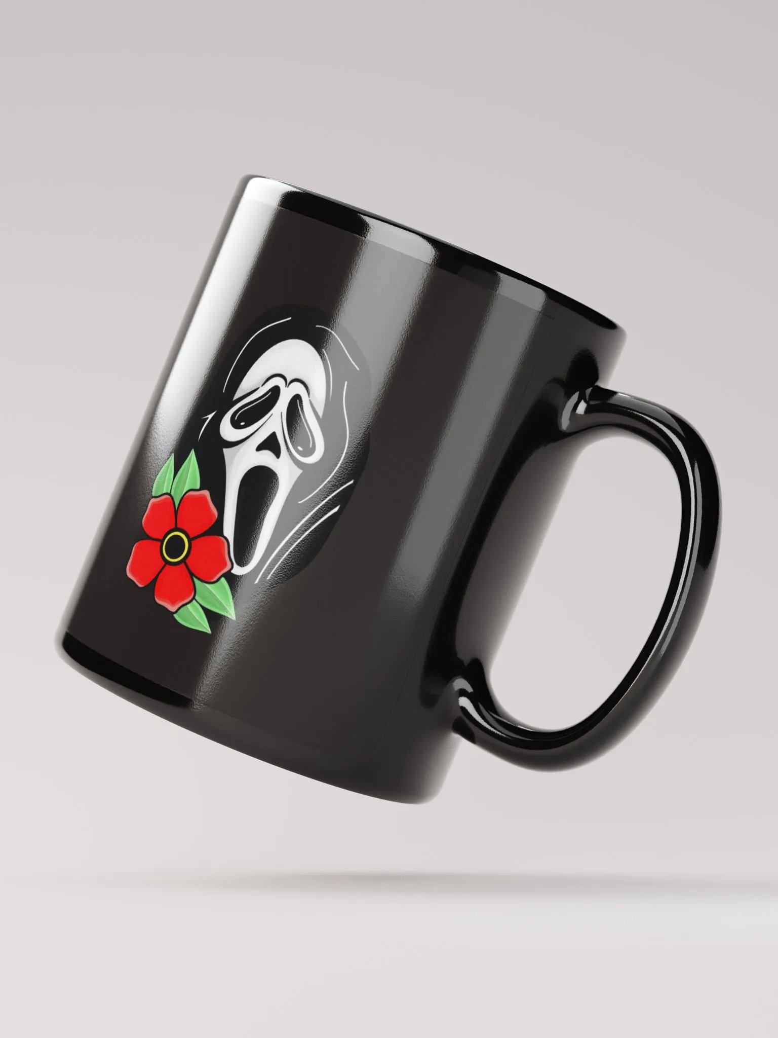 Floral Ghostie Black Glossy Mug product image (3)