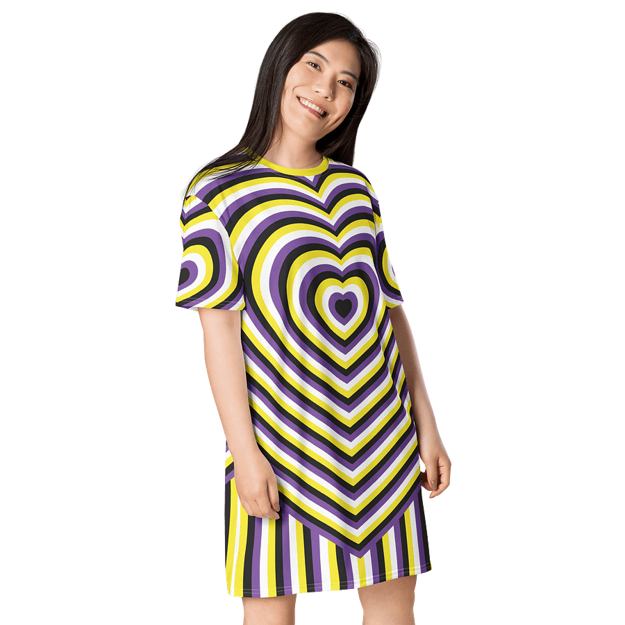 Non-binary Pride Hearts T-shirt Dress product image (4)