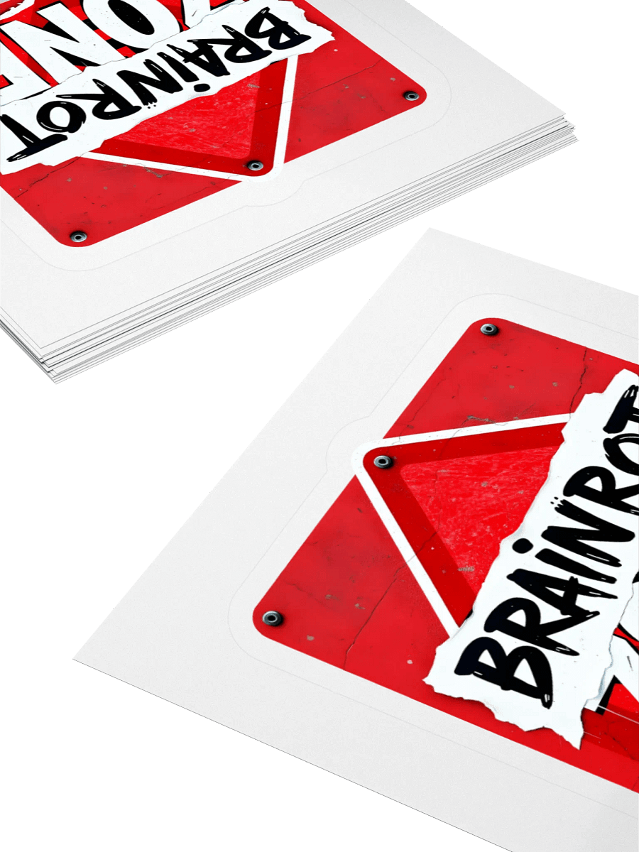 Brainrot Zone Warning Sign Sticker product image (11)