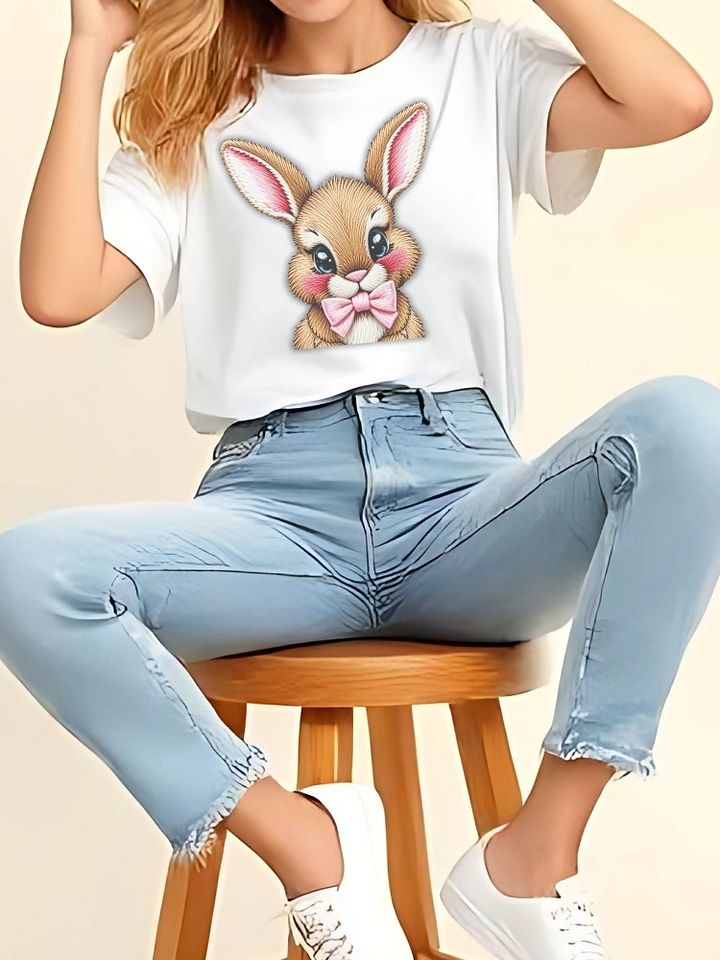 Cute Faux Embroidered Easter Bunny Digital Download – High-Quality PNG product image (2)