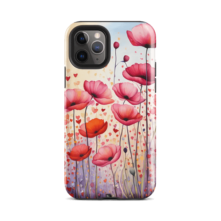 Tough Phone Case for iPhone® - Watercolor Pink Poppies Floral Design product image (2)