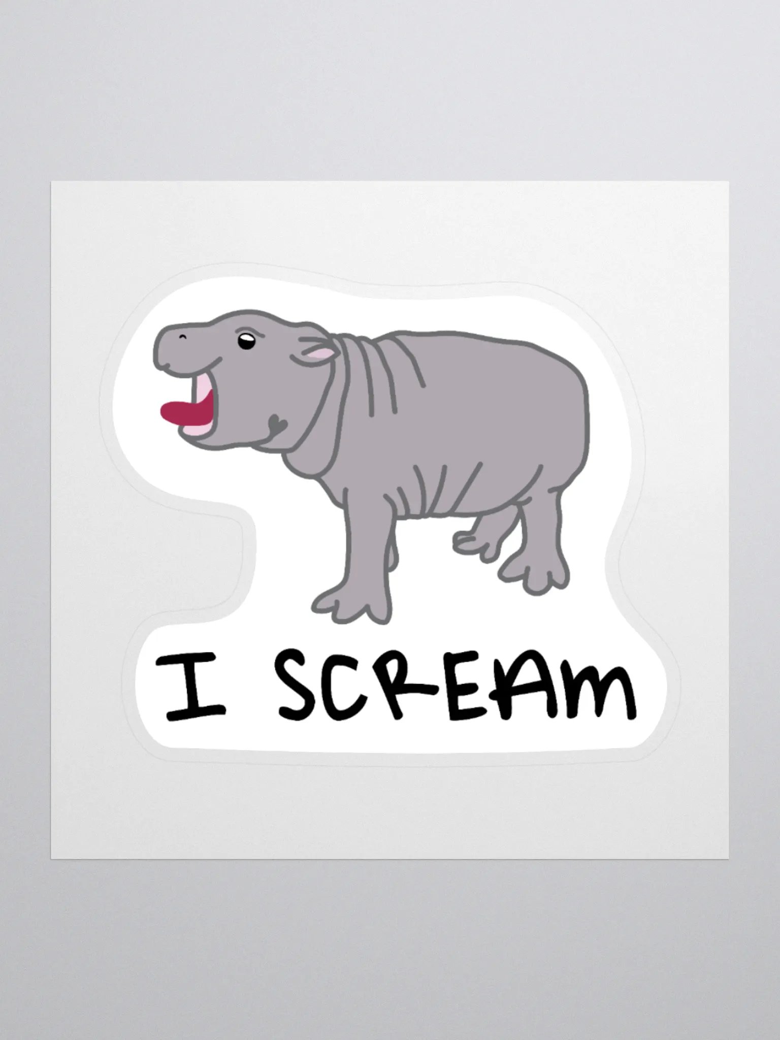 Screaming Hippo Sticker | Funny Animal Merch product image (2)