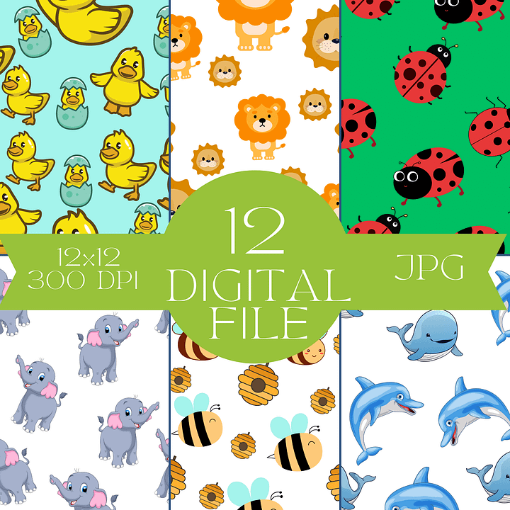 Cute Animal Paper Pack Bundle also Seamless product image (2)