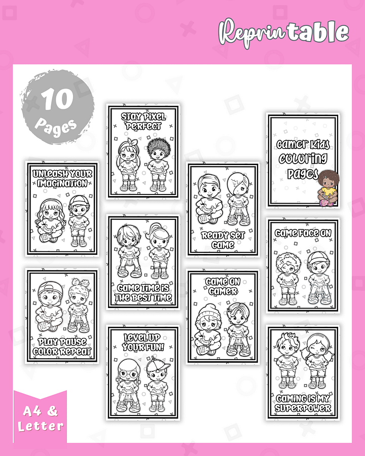 Level Up Your Imagination - Gamer Kids Coloring Pages product image (2)