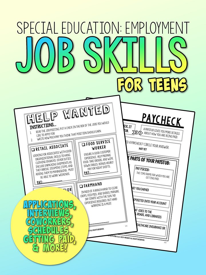 Employment: Job Skills Workbook- Instant Download product image (1)