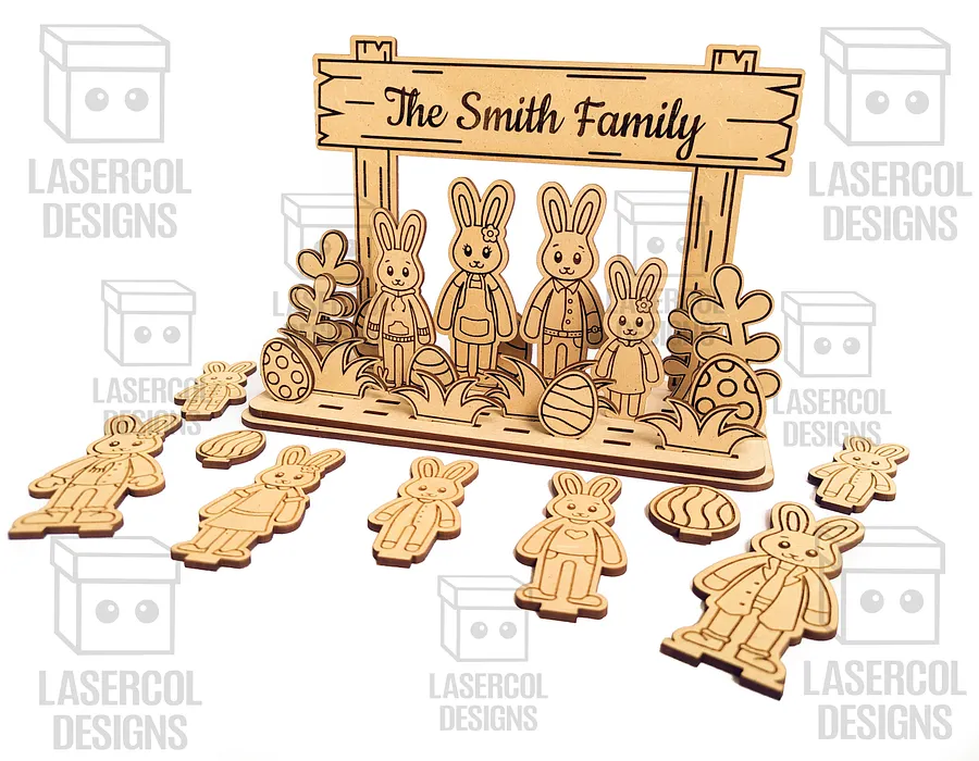 Easter Bunny Family Diorama (15 Different Bunnies) - Laser Cut Files product image (5)