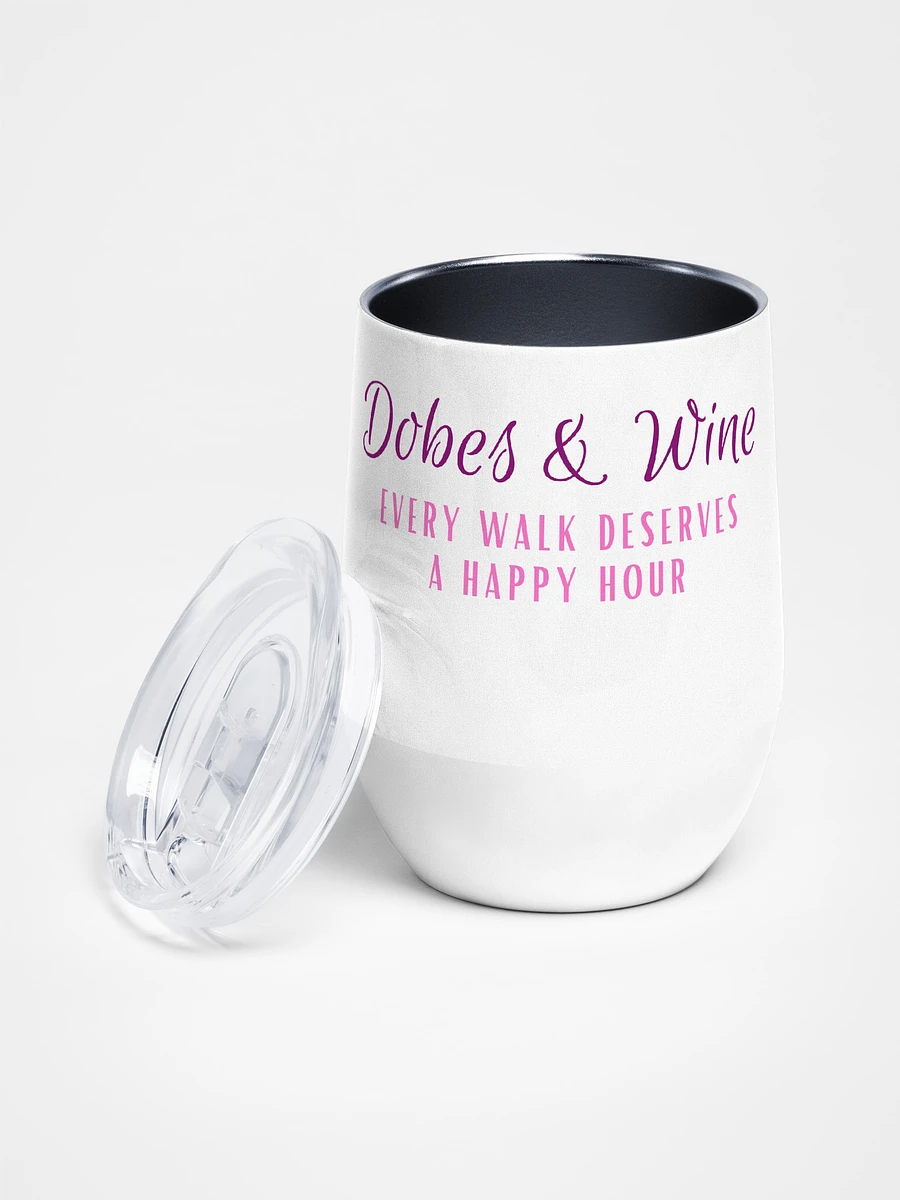 Dobes and Wine, Every walk deserves a happy hour, wine tumbler product image (1)