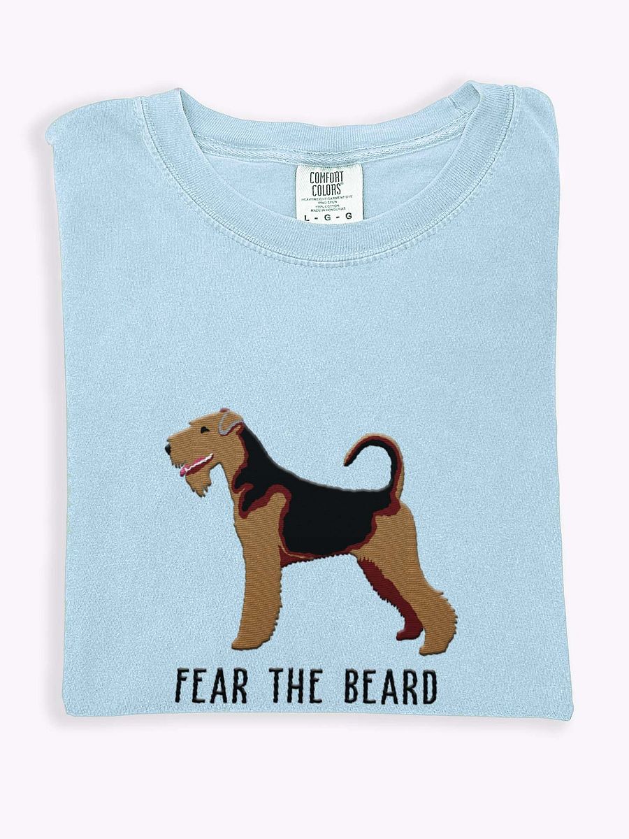 Fear the Beard T-Shirt(Embroidered) of an Airedale Terrier product image (1)