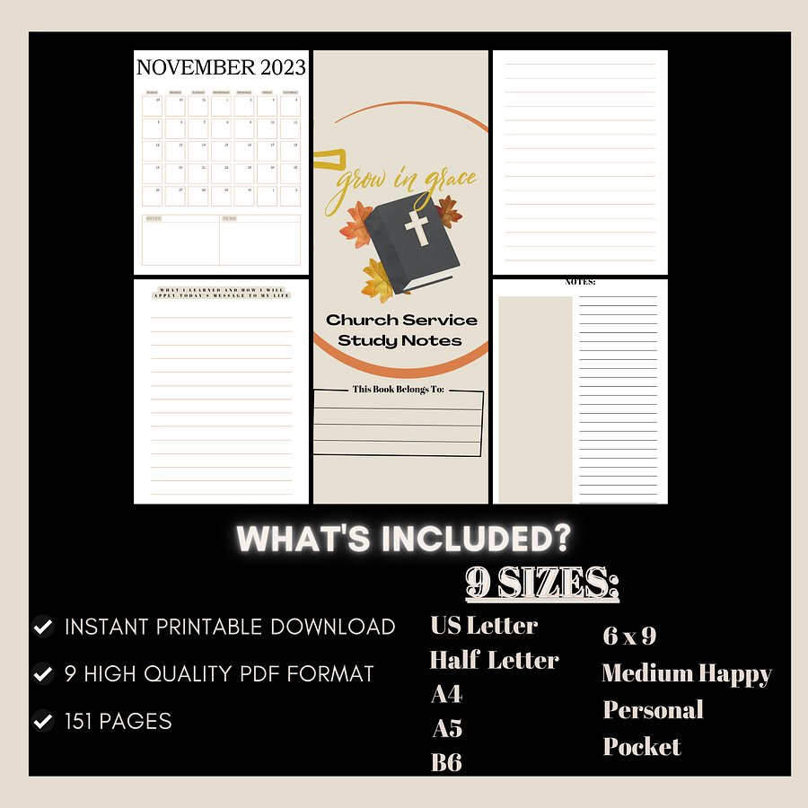 Printable Church Sermon Notes, Church Study Notes, Goodnotes Sermon Church Notes, Sermon Notes, Printable Bible Study, Printables, Calendar product image (8)