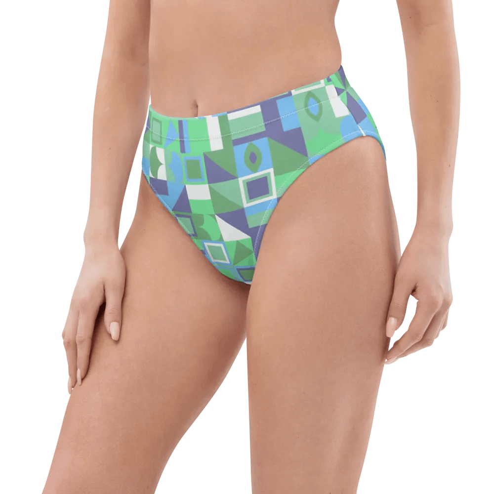 Colorful vector Pattern Design High Waisted Bikini Bottom - v16 product image (7)