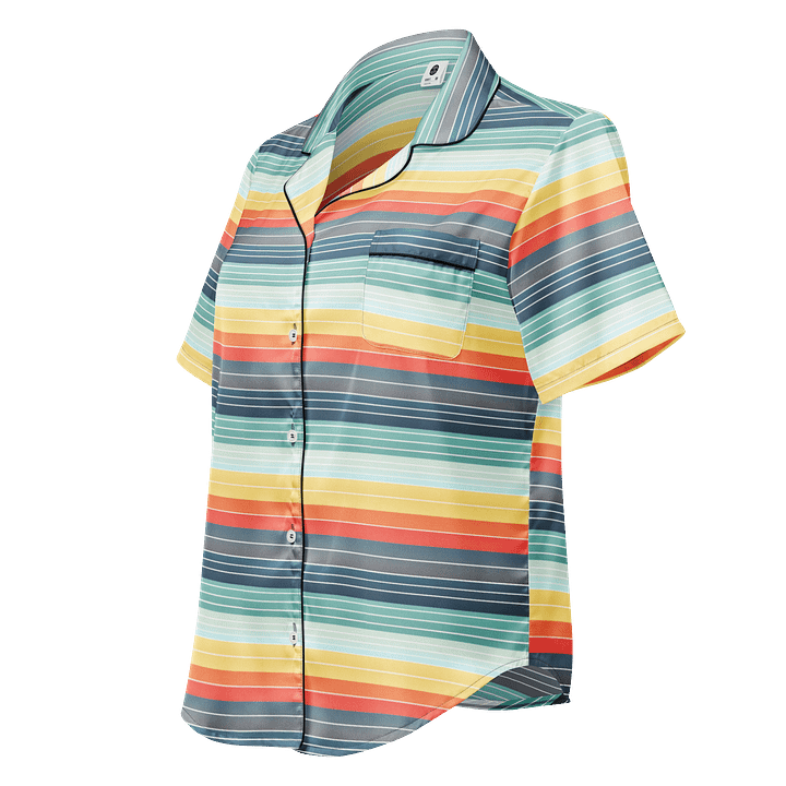 Stripey Short Sleeve Pajama Top in 70's Colors product image (1)