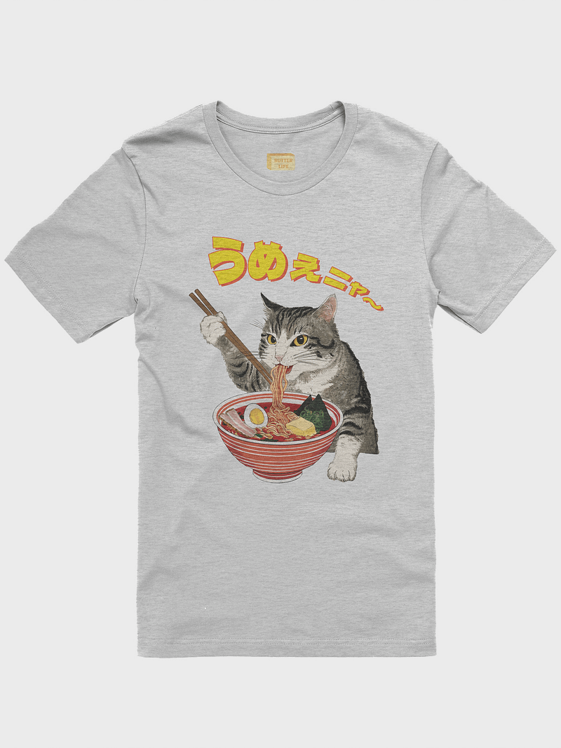 Butter Ramen Eating Cat Japanese Style ukiyo-e Unisex Bella Canvas 3001 T-shirt