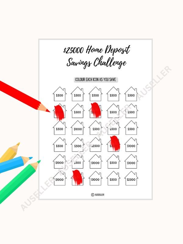 Home Deposit Savings Challenge Printable Page product image (3)
